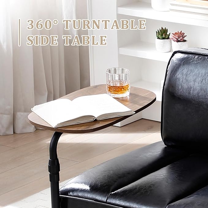 55 Sofa Couch for Living Room with 360° Swivel Side TableUpholstered Small Couches for Bedroom Office or Apartment (Black)