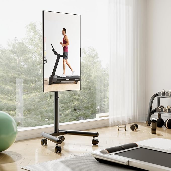 2026 Upgraded Mobile TV Stand for 13-50 TVs Rotating Rolling TV Stand with 30° Tilting Hold up to 55lbs Height Adjustable Mobile TV Cart for Home Office Max VESA 200x200mm