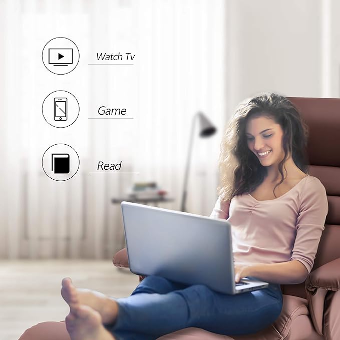 MCombo Recliner Chair with Ottoman Swivel Living Room Chairs Faux Leather Reclining Chair with Massage 7902 (Light Brown)