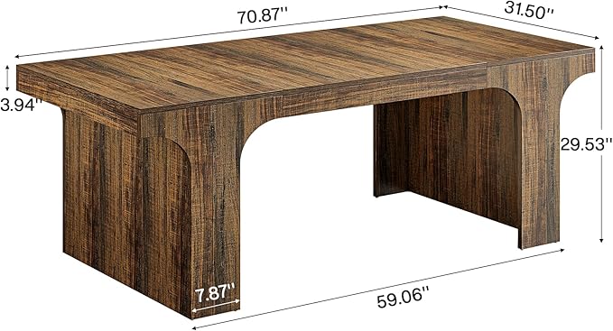 Tribesigns 70.87 Executive Office Desk Large Workspace Computer Desk Rustic Wooden Writing Table Simple Business Furniture with Arched Design for Home Office Rustic Brown