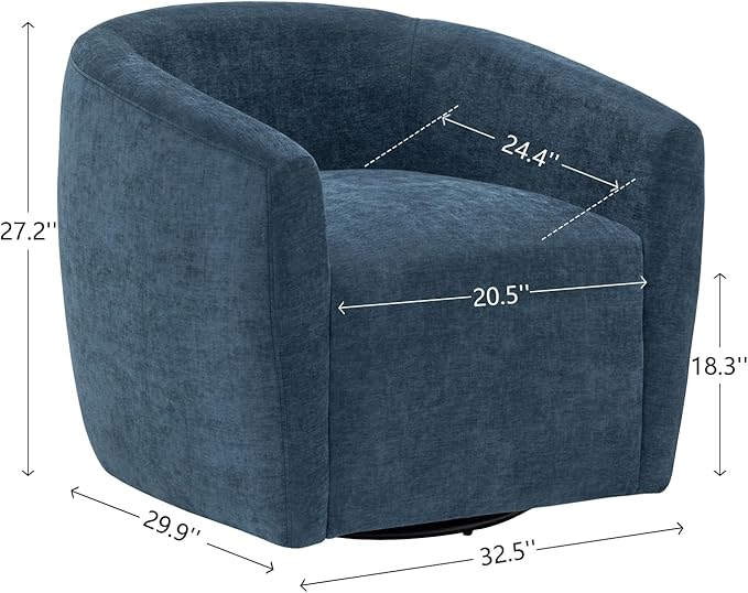 MINCETA Swivel Accent ChairModern Barrel Chair 360 Swivel Accent Armchair with UpholsteredComfy Round Club Chairs for Living RoomBedroom Study RoomSet of 1Fabric in Navy