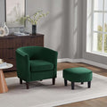 Green Swivel Accent Chair with Ottoman 360° Barrel Chairs with Foot Stool Comfy Reading Chair with Removable Pillow &amp 2 Armrest Covers for Living Room Small Spaces Bedroom (Dark Green)