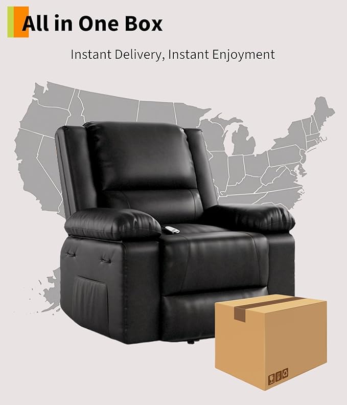 GAOMON Electric Lift Recliner Chair with Heat and Massage PU Leather Power Lift Recliner for Elderly &amp Mobility Impaired Adjustable Back &amp Legs Heavy Duty 400lbs Capacity Lift Chair for Sen