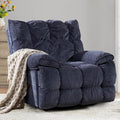Dozzy Oversized Rocker Recliner ChairOverstuffed Rocking Chair with Breathable Velvety Fabric Soft Padded Headrest and Armrest Manual Recliner Extra Large Living Room Chair Up to 350 LBS (Blue)