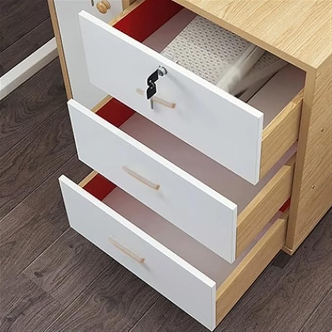 Filing Cabinet Office Filing Wooden Low Cabinet Four-Drawer Filing Cabinet Lockable Storage Filing Cabinet with Removable Wheels File Storage CabinetsBrown