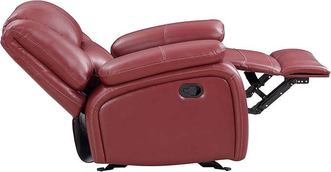Coaster Home Furnishings - Camila - Leatherette Upholstered Glider Recliner Chair - Manual Recline Padded Armrests Plump Back Smooth Gliding Motion - Living Room - 38-Inch - Red - 610243