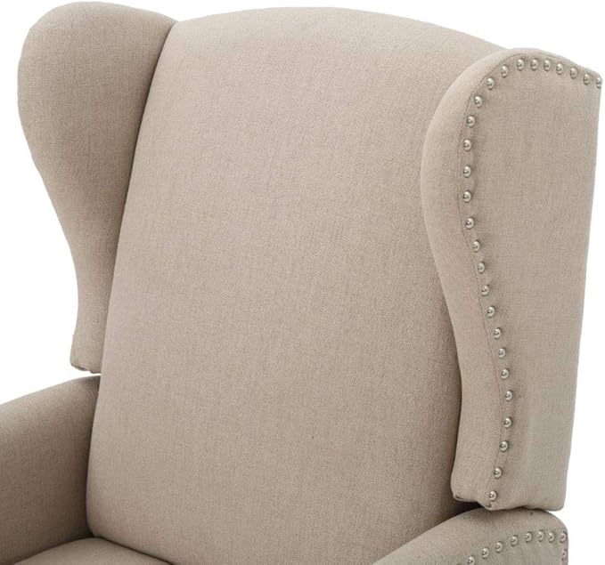 GDFStudio Westeros Traditional Wingback Fabric Recliner Chair (Wheat)