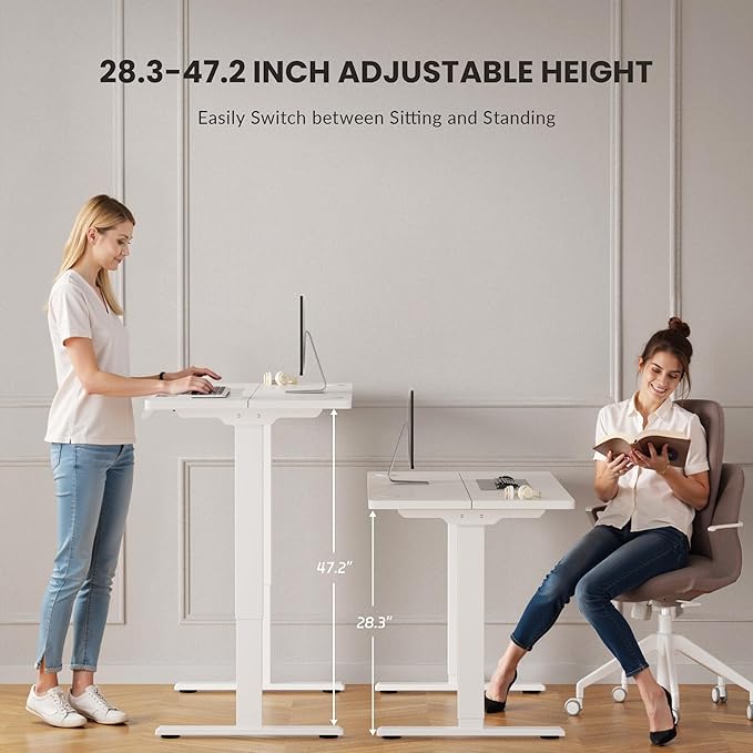 Electric Dual Motor Standing Desk Frame with 3 Memory Controller Adjustable Ergonomic Sit Stand Up Desk Base Workstation for Home OfficeWhite Frame Only
