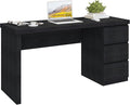 Desk with Drawers Black Computer Desk Table with 3 Drawer Large Space Writing Desk with Drawers for Home Office Modern Simple Design 53.3 Inch