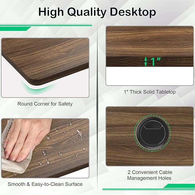 COSTWAY 48 x 30 Universal Table Top Solid One-Piece Wood Desktop for Standard &amp Height Adjustable Desk Frame Rectangular DIY Home Office Countertop(Table Top only) (Walnut 48 x 30)