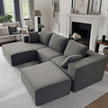Cloud Sectional Couch 110 Inch Modern Modular Sectional U-Shaped Chenille Cloud Sofa with 2 Movable Ottomans Deep Seat Boneless Upholstered Couches for Living RoomNo Assembly RequiredGrey