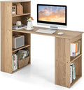Giantex 48 Inch Computer Desk with Bookshelf 3-in-1 Home Office Desk with 4-Tier Bookcase &amp CPU Stand Space-Saving Reversible Writing Desk Work Table for Bedroom Study Room Office (Natural)