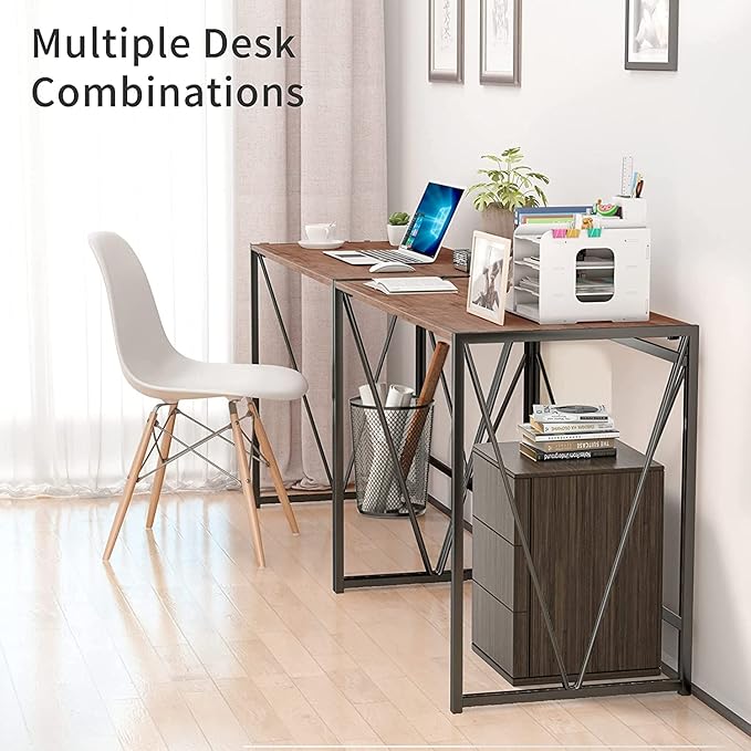 NOBLEWELL HOME NWCD3D Folding Computer Desk Brown