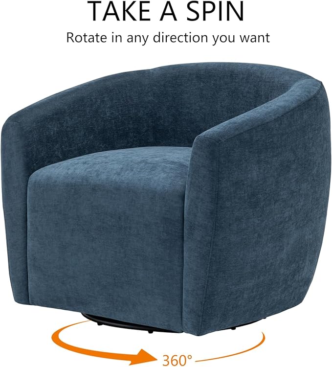 MINCETA Swivel Accent ChairModern Barrel Chair 360 Swivel Accent Armchair with UpholsteredComfy Round Club Chairs for Living RoomBedroom Study RoomSet of 1Fabric in Navy