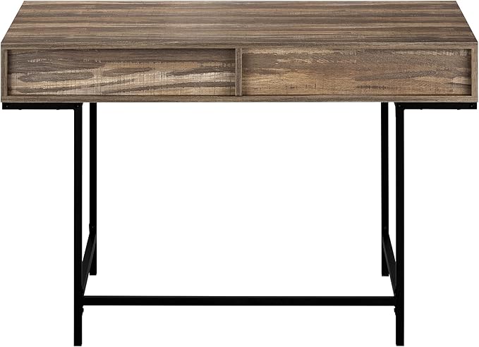 Computer Desk Home Office Laptop Storage Drawers 48 l Work Brown Laminate Black Metal Contemporary Modern MS585