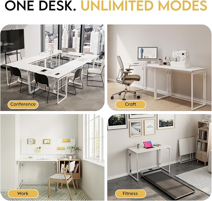 Folding Desk - 31.5 Wood Top Foldable Desk for Small Spaces | No Assembly Required Compact Desk for Home Office Writing and Study