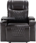 Merax Power Motion Recliner with USB Charging Port and Hidden Arm Storage 2 Convenient Cup Holders Design and 360° Swivel Tray TableBlack