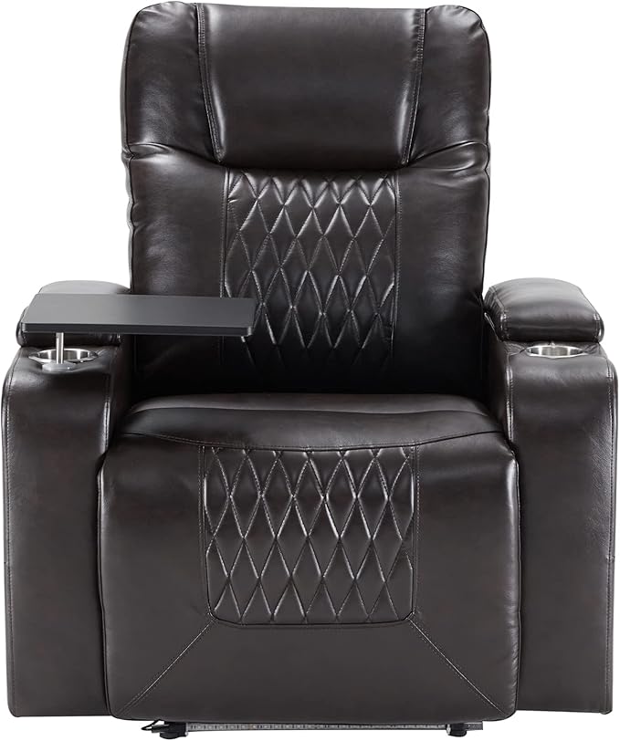Merax Electric recliner chair with USB Charge Port 360 Swivel Tray Table Hand in-Arm Storage and Cup Holders ambient lighting Gaming Home Theater Seating