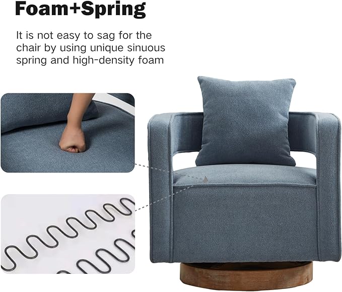 Chifee &amp Vingol 29.1 Linen Modern Swivel Accent Barrel Chair Set of 2 with Solid Wood BaseBlue