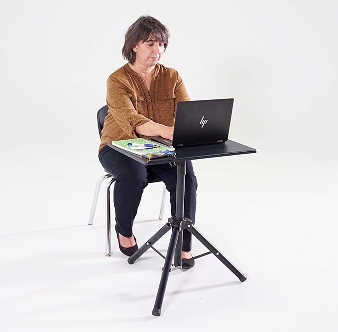 Victor Portable Adjustable Tripod Desk – Mobile Standing Desk Height Adjustment (30.5 to 45) for Laptops Projectors and More – Compact Lightweight &amp Stable for Home Office or Classroom (DC