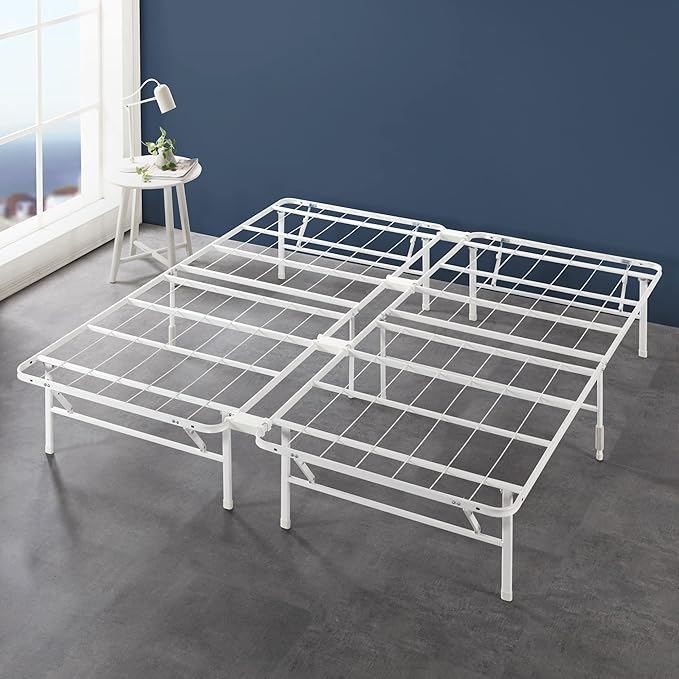 Zinus SmartBase Tool-Free Assembly Mattress Foundation 14 Inch Metal Platform Bed Frame No Box Spring Needed Sturdy Steel Frame Underbed Storage White King