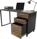 Modern Design Milano Office Computer Desk with 3 Locking Drawers 48 Inch Walnut and Black Industrial Wood Desk with Filing Drawer and Storage by Crafts and Comfort