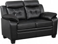 Coaster Home Furnishings - Finley - Leatherette - Upholstered Tufted Loveseat with Flared Armrest and Tapered Legs - Living Room - Black - 506552