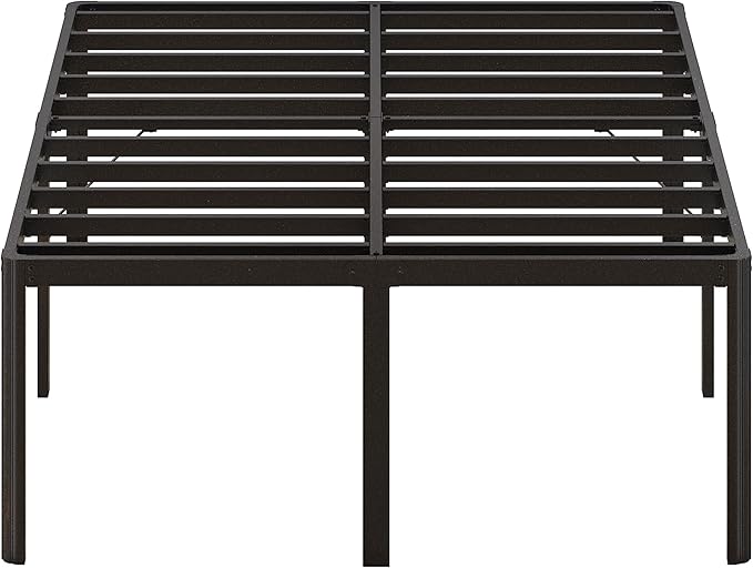 24 Inch High King Bed Frame with Rounded Corner Heavy Duty Metal Bed Frame King Under-Bed Storage Space No Box Spring Needed Noise Free Easy Assembly Black