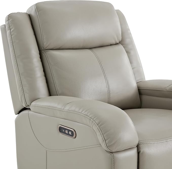 Watson &amp Whitely Genuine Leather Power Recliner Chairs for Adults Wall Hugger RV Recliner with Power Headrest &amp Charging Ports Electric Recliner Sofa Chair for Living Room Grey