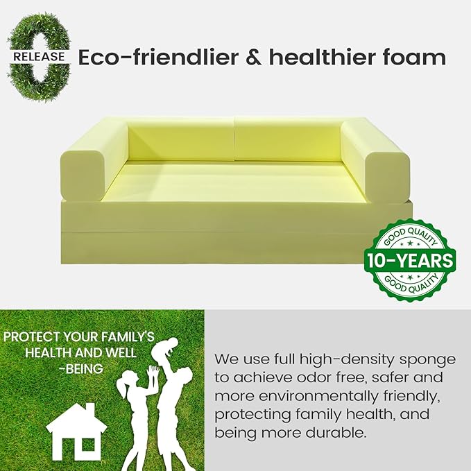 Cloud Sofa for Small Living Room - Trendy Multifunctional Foldable Extendable Storage Couch Bed Cream White Striped Fabric Space-Saving Convertible Furniture for Living Room (Olive Green 80.15)