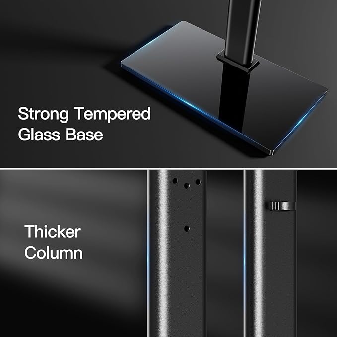 PERLESMITH Universal Swivel TV Stand Legs for 24-60 inch LCD LED TVs Height Adjustable Television Mount Stand with Tempered Glass Base Universal VESA Mount 400×400mm Holds up to 88lbs PSTVS09