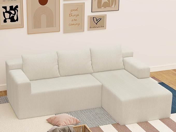 87 Modular Sectional Sofa Cloud Sectional Couch with Deep Seat Modern Modular L-Shape Sofa with Chaise Cozy Boneless Couches for Living Room Small Spaces No Assembly Required