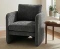Modern Barrel Accent Chair Single Sofa Chair with Removable Back Pillow Comfy Chenille Upholstered Reading Accent Chair Lounge Armchair for Bedroom Living Room Grey