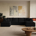 Modular Sectional Cloud Sofa Couch 110” L-Shape Wide Armrest 3 Seats Couch Free Combination Compressed Sofa for Living Room BedroomNo Assembly Needed (Black 4 Seats)