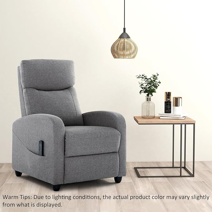 Recliner Chair with Massage and Lumbar Support Small Fabric Home Theater Seating Adjustable Modern Reclining Chair for Adults in Living Room