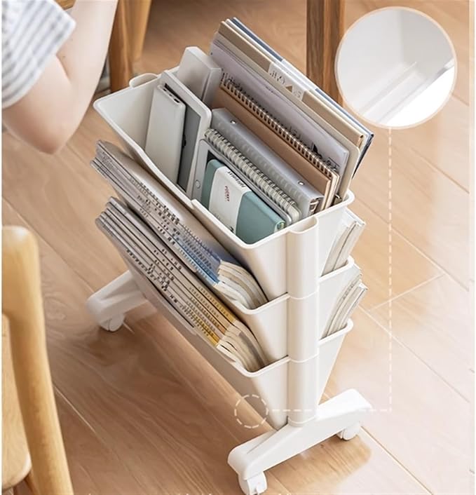 Mobile Filing Cabinet with Wheels File Shelves Under the Desk Movable Bookshelves Floor Carts for Organizing and Storing File Cabinet(39cm)