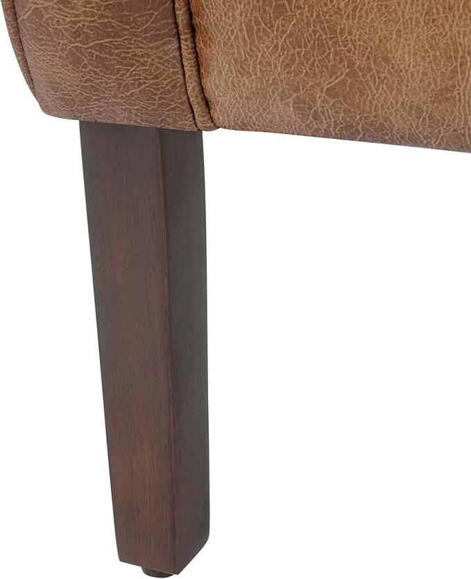 HomePop Modern Barrel Accent Chair Distressed Brown Faux Leather