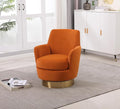 Velvet Swivel Accent Chair Upholstered Barrel Chair with Golden Base Comfy Sherpa Round Boucle Chair 362-degree Swivel Armchair for Living Room Bedroom Lounge Office Nursery Club Orange