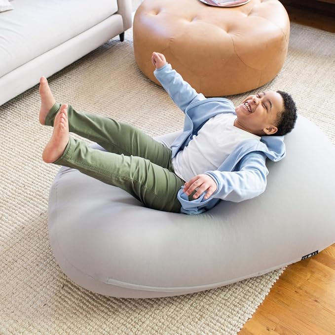 The Moon Pod Bean Bag Chair - Large Modern Beanbag for Adults Kids and Teens. Washable Stretch Cover Filled with Thousands of High Density Micro-Beads (Light Gray).