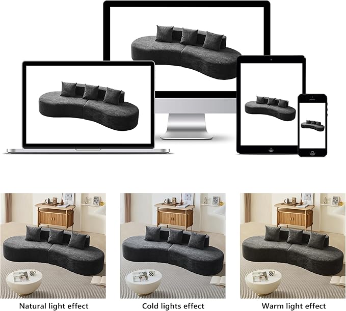 109 Modern Curved Sofa Raindrop Velvet Fabric 5 Seater Curved Shaped Sectional Couch for Living Room Bedroom Office No Assembly