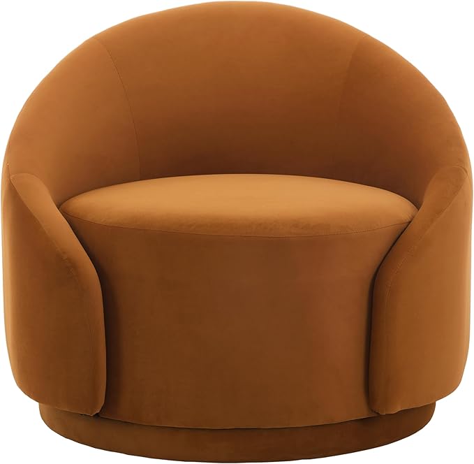 UIXE Swivel Accent Chair Velvet Barrel Chair Upholstered Arm Chair for Living Room Modern Round Club Chair with Turntable Base - Orange Set of 1