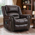 VIVIJASON Massage Swivel Rocker Recliner Chair with Heat &amp Vibration 360° Swivel Manual Glider Rocking Reclining Chair with Remote Control Side Pockets &amp USB Ports for Living Room Brown