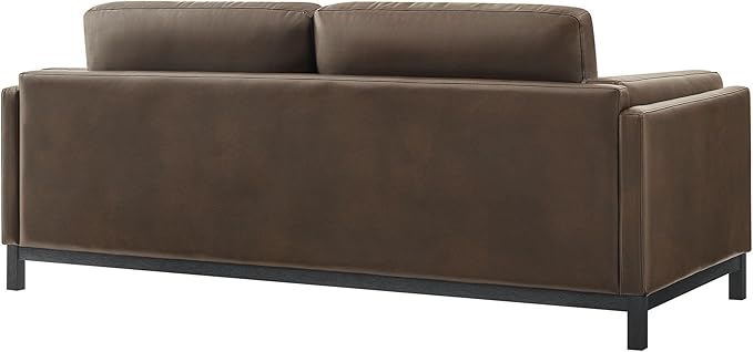 Modway Roscoe 81 Inch Vegan Leather Sofa in Espresso - Comfortable Faux Leather Deep Seat Couch for Living Room Apartment or Office Seating