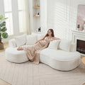Modern Luxurious Oversized Boneless Couches Sectional Curved Sofa with 6 Pillows L-Shape Boneless Couch with Deep Seat High-Density Memory Foam No Assembly Required Chenille (White)