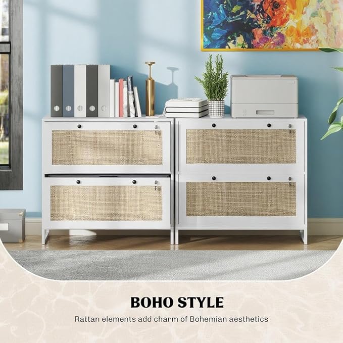 2 Drawer File Cabinet with Lock Small Storage OrganizerUnder Desk Locking Drawers for HomeOffice Filing Cabinets with Adjustable Hanging Bar for LetterWhite