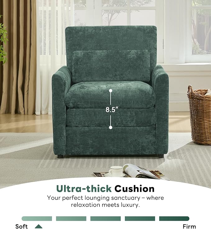 Tbfit Living Room Arm Chair Set 2-Pack Modern Accent Chairs Cloud Single Sofa Spring Seat Cushion Comfy Lumber Pillow Soft Upholstered Furniture Home Apartment Green