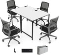 32 Inch Computer Desk Set of 2 Modern Writing Desk with Heavy-Duty Metal Frame Storage Bag &amp Charging Station Rectangular Home Office Workstation Table for Conference Study &amp Meeting Room