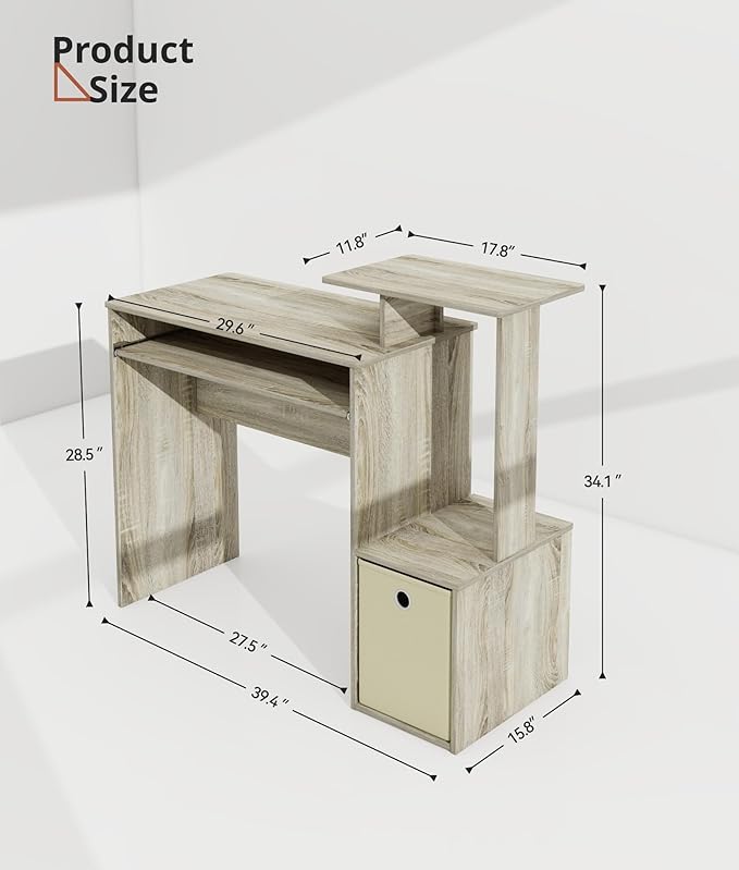 Computer Desk with Storage Working Table with Keyboard Drawer for Bedroom Home Workstation for Writing Working Studying
