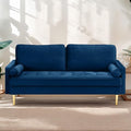 65 Love Seat Sofa Velvet Small Sofa Small Couch for Bedroom Living Room Bedroom Loveseat with 2 Pillows Gold Legs Modern Tufted Seat Upholstered Seating for Office Apartment (Blue)