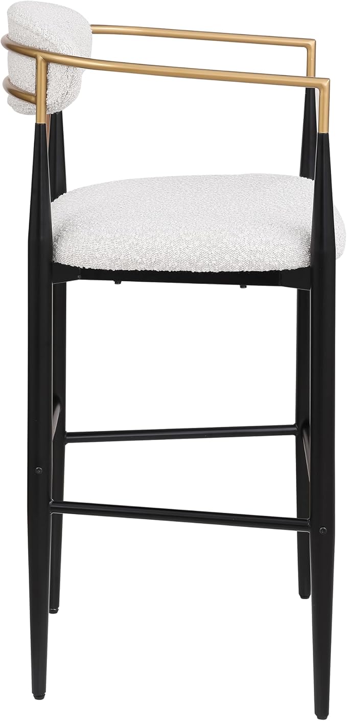 GDFStudio Modern Barstools Set of 2Mid Century Upholstered Counter Height Bar Stools with Back Metal Armrests and Legs Countertop Chairs for Kitchen Island 29.75 H